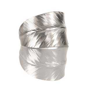 Silver Leaf Ring, Adjustable Ring, Handmade Silver Ring, Feather Ring, Leaf Jewelry, Nature Inspired Ring, Gift for Her, Thick Silver Ring