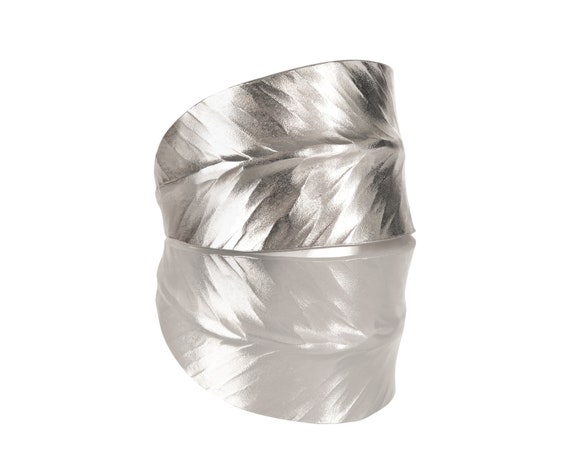 Silver Leaf Ring, Adjustable Ring, Handmade Silver Ring, Feather Ring, Leaf Jewelry, Nature Inspired Ring, Gift for Her, Thick Silver Ring