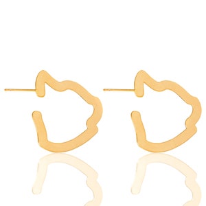 Gold Cat Hoops, Golden Cat Studs, Gold Cat Earrings, Cat Head Earrings, Cat Jewelry, Kitten Jewellery, Cat Lover Earrings, Cat Lovers Gift