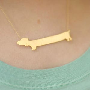 Dachshund Necklace, Gold Doxie Dog Charm, Wiener Necklace, Sausage Dog, Dachshund Jewelry, Gift for Dog Lover, Wiener Jewelry, Doxie Jewelry