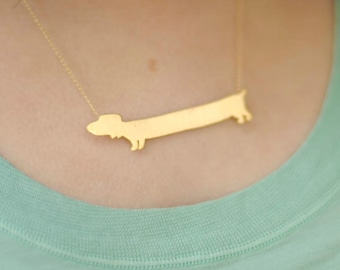 Dachshund Necklace, Gold Doxie Dog Charm, Wiener Necklace, Sausage Dog, Dachshund Jewelry, Gift for Dog Lover, Wiener Jewelry, Doxie Jewelry