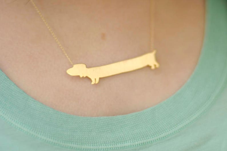Dachshund Necklace Gold Doxie Dog Charm Wiener Necklace Etsy