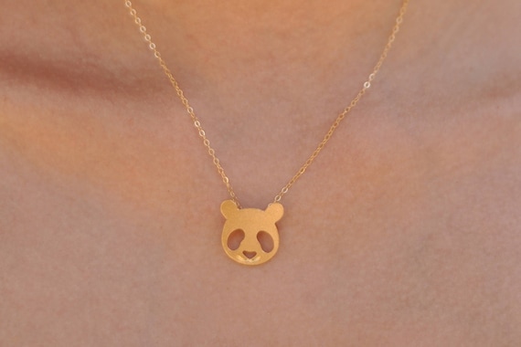 Gold Panda Necklace Panda Jewelry Gold Panda Cute Panda 