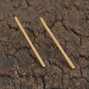Long Hammered Bar Earrings, Gold Line Posts, Line Studs, Long Earrings, Minimalist Studs, Long Gold Posts, Slim Bar Earrings, Gold Bar Studs