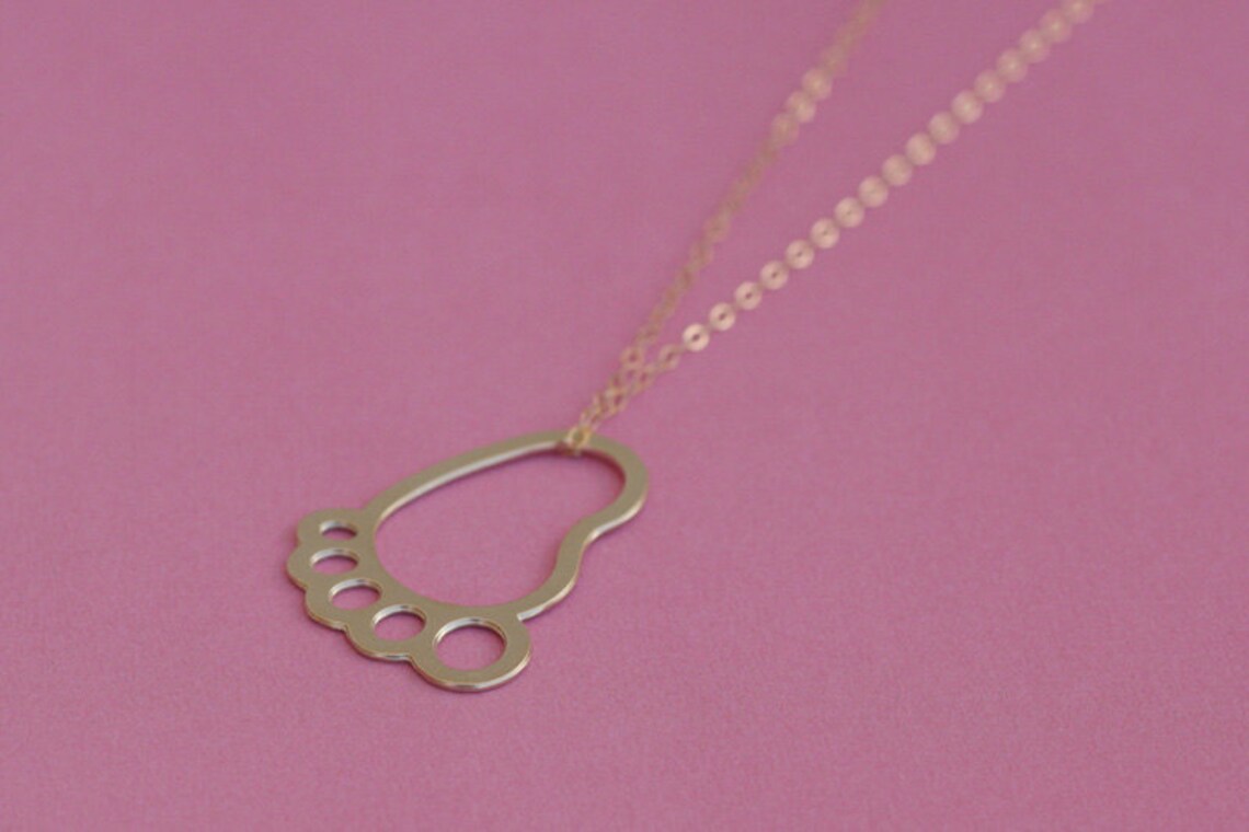 Gold Baby Feet Charm Baby Foot Necklace Baby Shower Gift Etsy