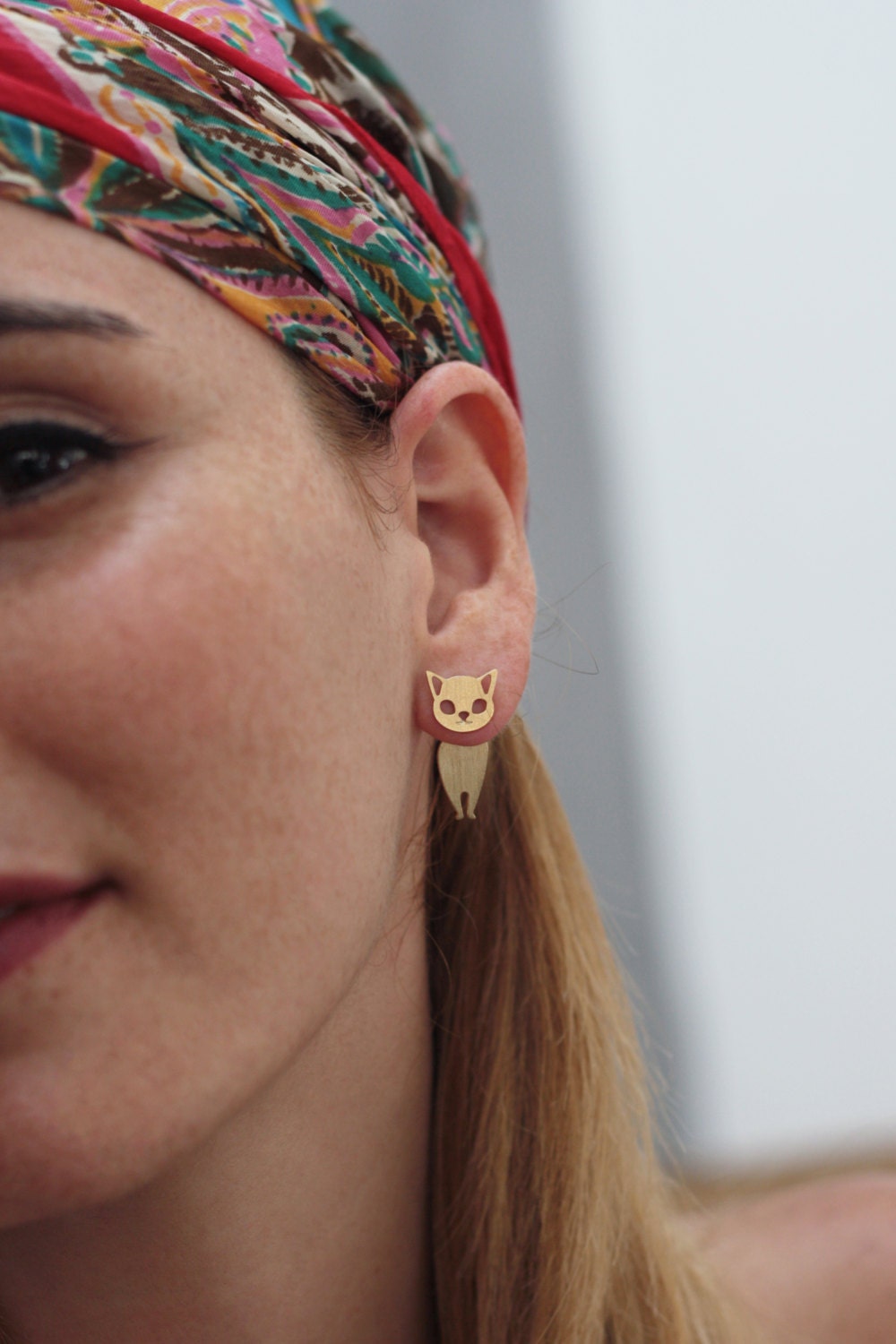 Cat Ear Jacket Earrings Gold Ear Jacket Cat Earrings Front Etsy Israel