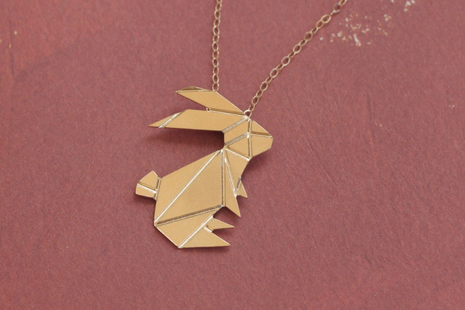 Origami Rabbit Ring Origami Rabbit Necklace, Gold Rabbit Charm, Origami Animal Jewelry ...
