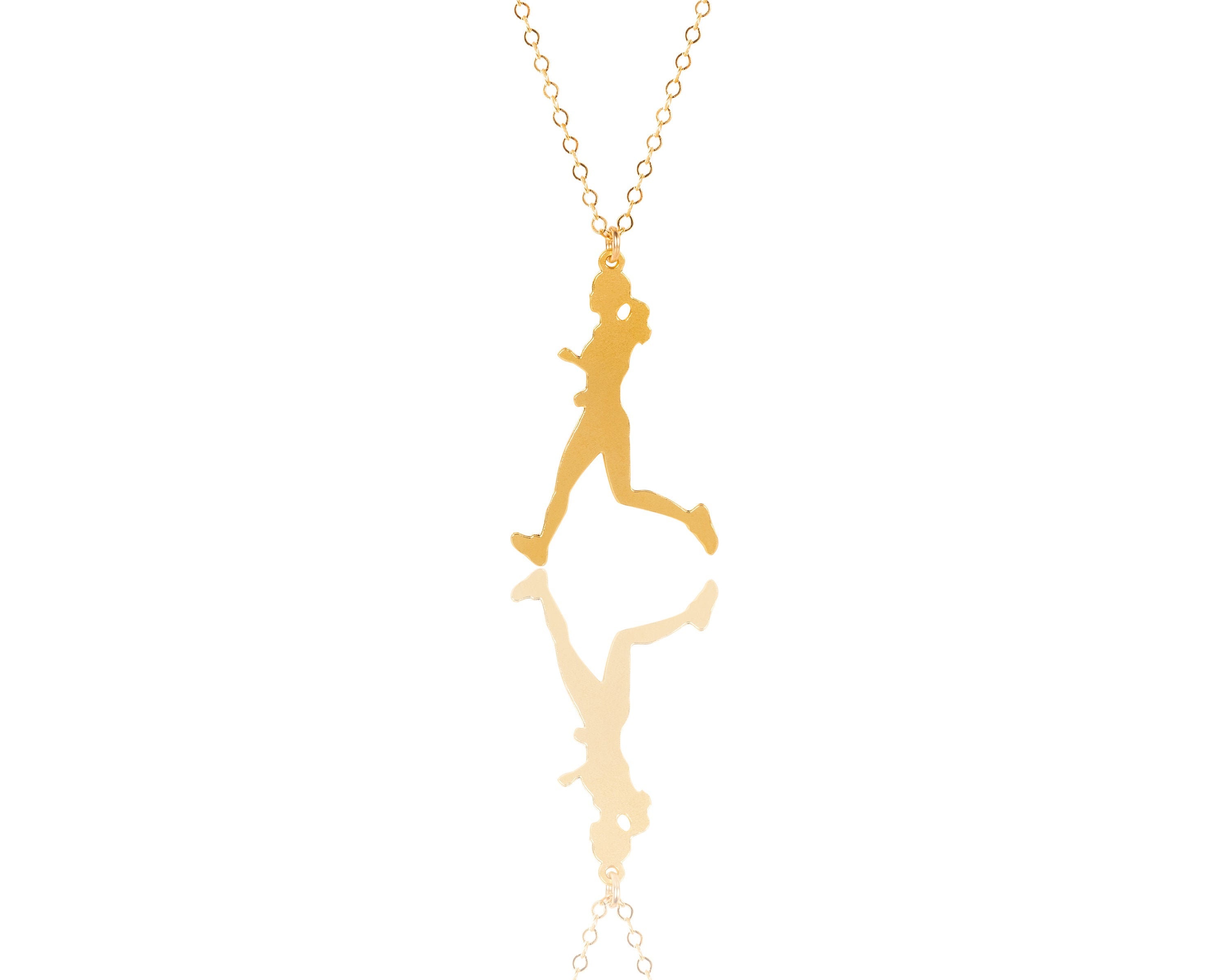 Runner Necklace Gold Running Woman Pendant Gift for Runner Running Jewelry Sport Jewelry Gold Athlete Necklace Marathon Necklace Etsy