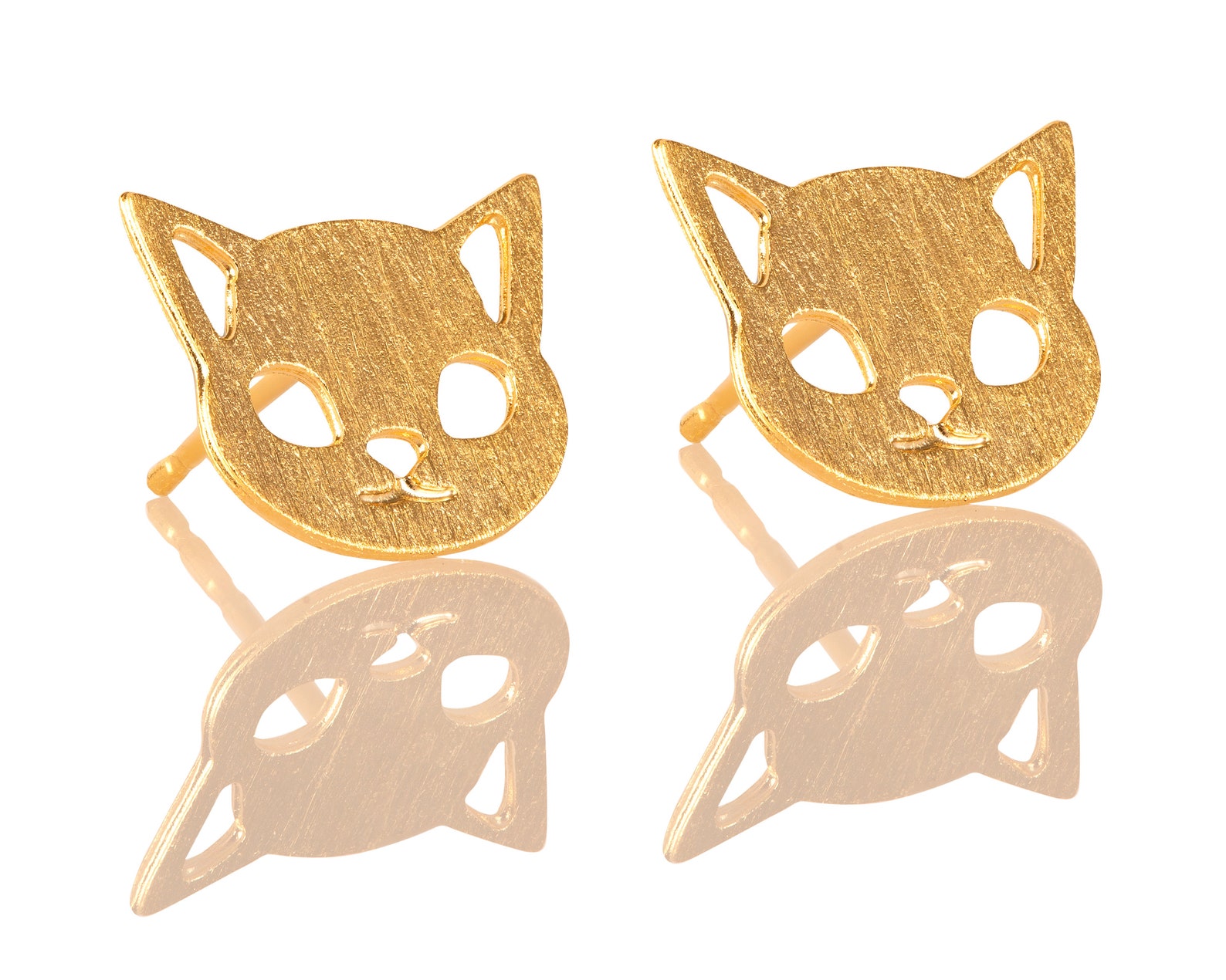 Cat Ear Jacket Gold Cat Earrings Gift for Cat Lovers Cat Etsy