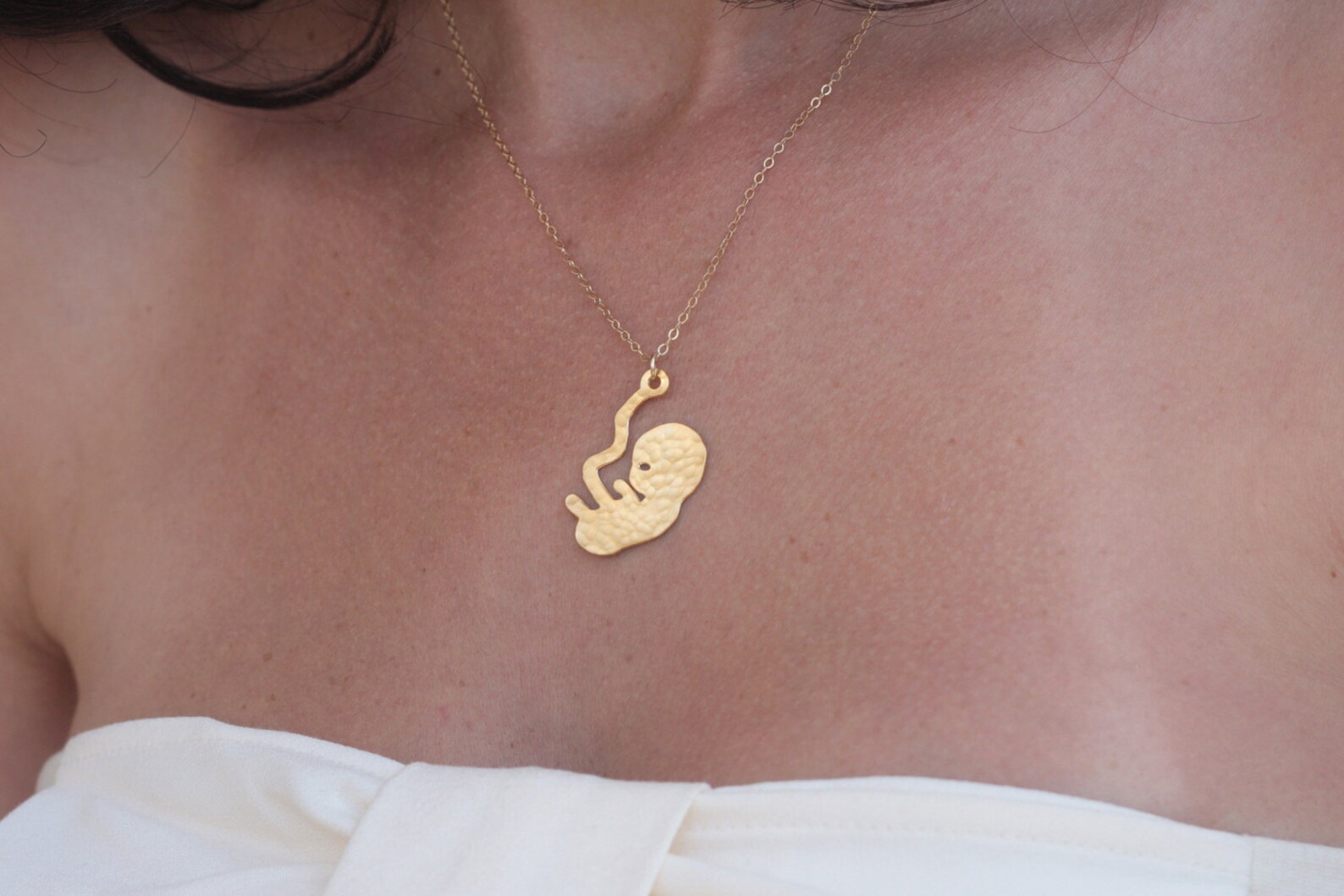 Gold Fetus Necklace Pregnancy Announcement Jewelry Mom to Be Etsy