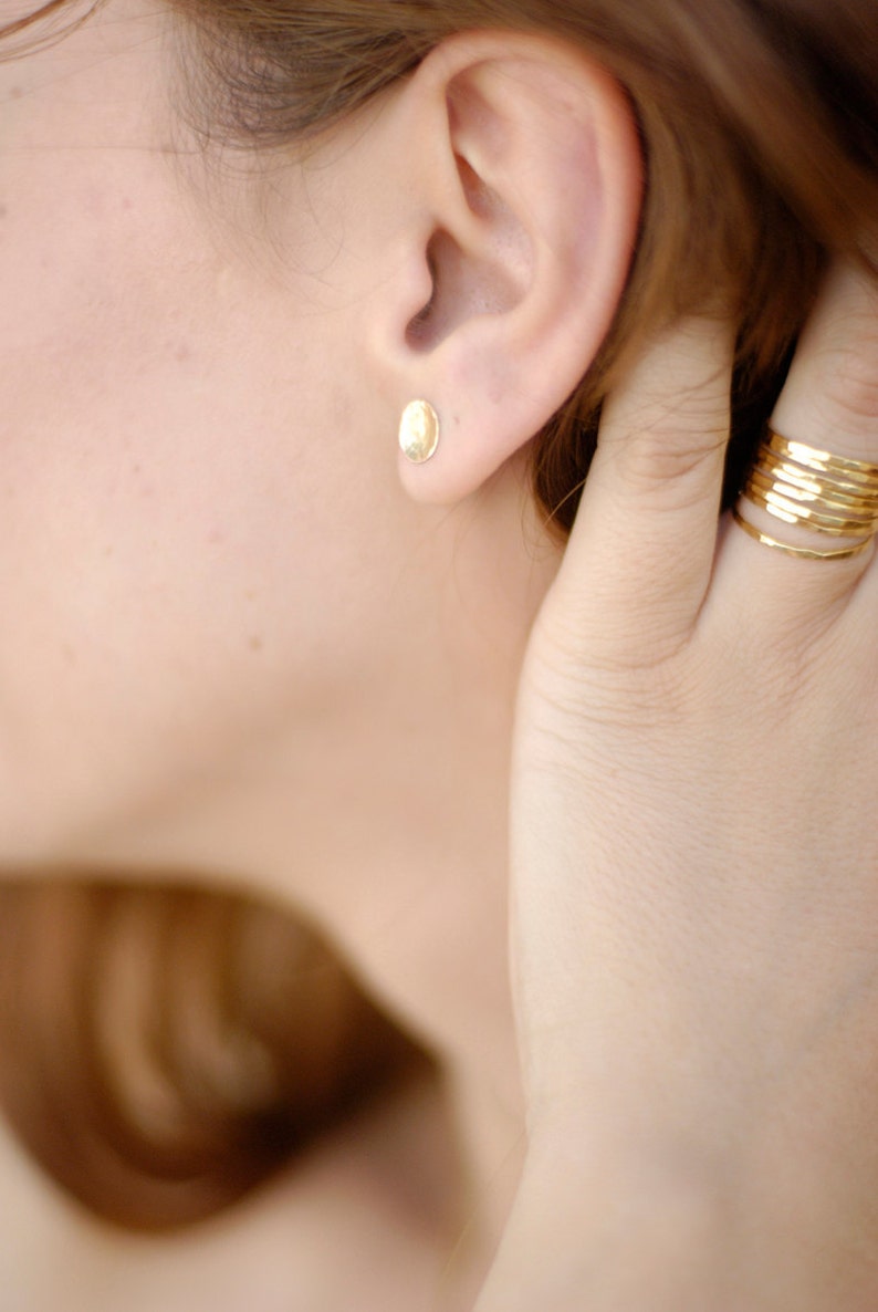 Small Gold Round Post Earrings Hammered Tiny Circle Studs Etsy