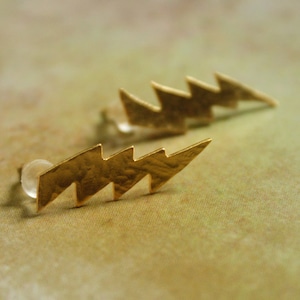 Lightning Posts, Gold Hammered Bolt Earrings, Zig zag Studs, Sparkle Earrings, Lightning Earrings, Lightning Bolt, Teen Girls Earrings