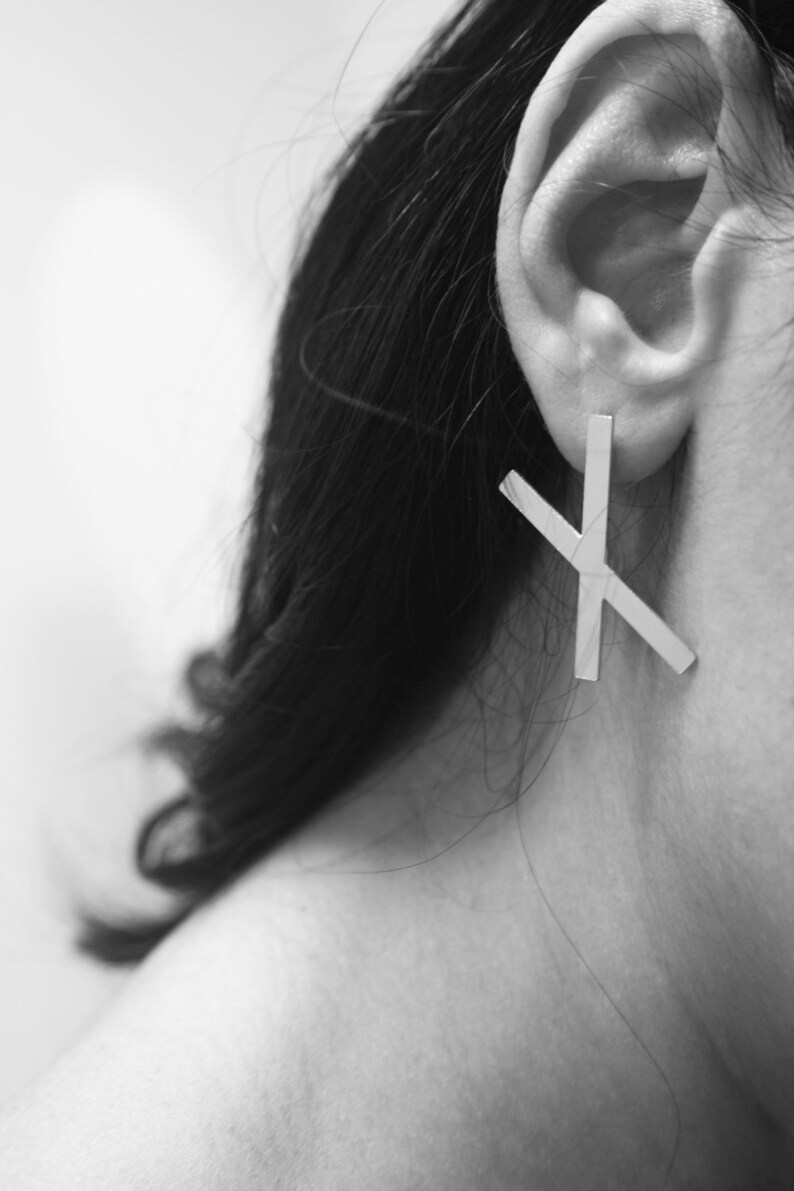 Gold X Earrings Gold Geometric Earrings X Studs X Posts Etsy