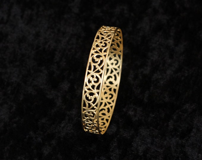 Gold Lace Bracelet Golden Filigree Bangle Bridal Bracelet Etsy