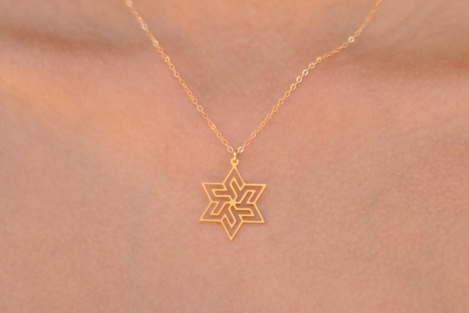 Gold Star of David Necklace Gold Geometric Magen David | Etsy