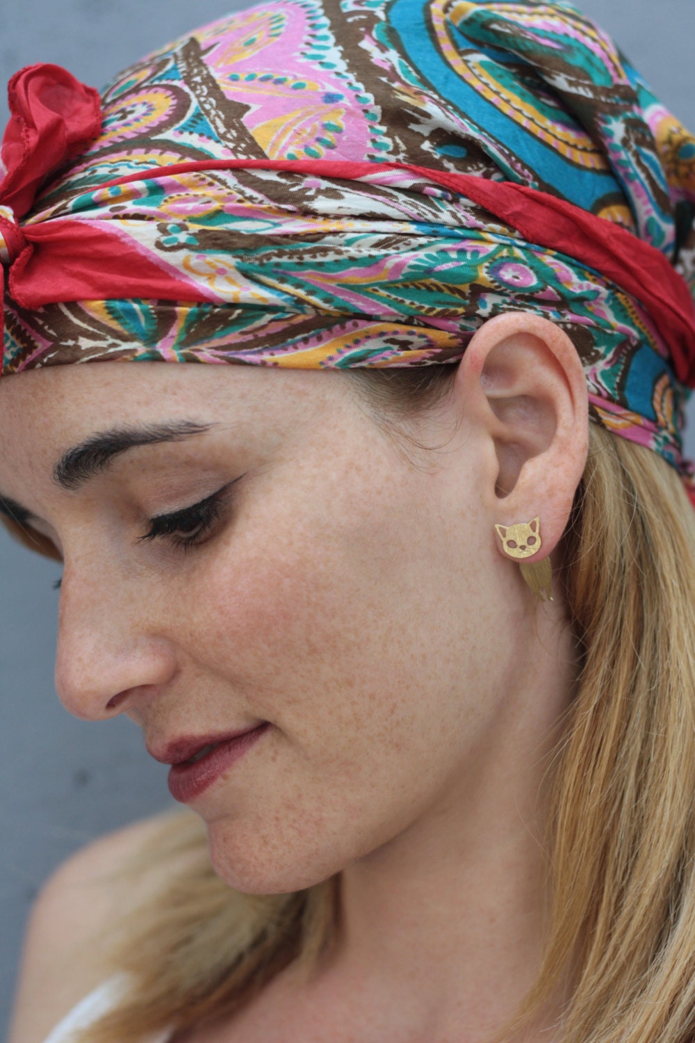 Cat Ear Jacket Earrings Gold Ear Jacket Cat Earrings Front Etsy Israel