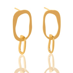 Long Gold Earrings, Double Circle Earrings, Double Hoop Studs, Double Circle Dangles, Open Circle Earrings, Gold Oval Studs, Long Earrings
