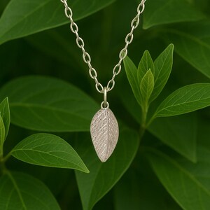 Silver Leaf Charm Necklace, Leaf Jewelry, Bridesmaid Necklace, Simple Dainty Necklace, Layering Necklace, Tiny Leaf Charm, Real Leaf Pendant