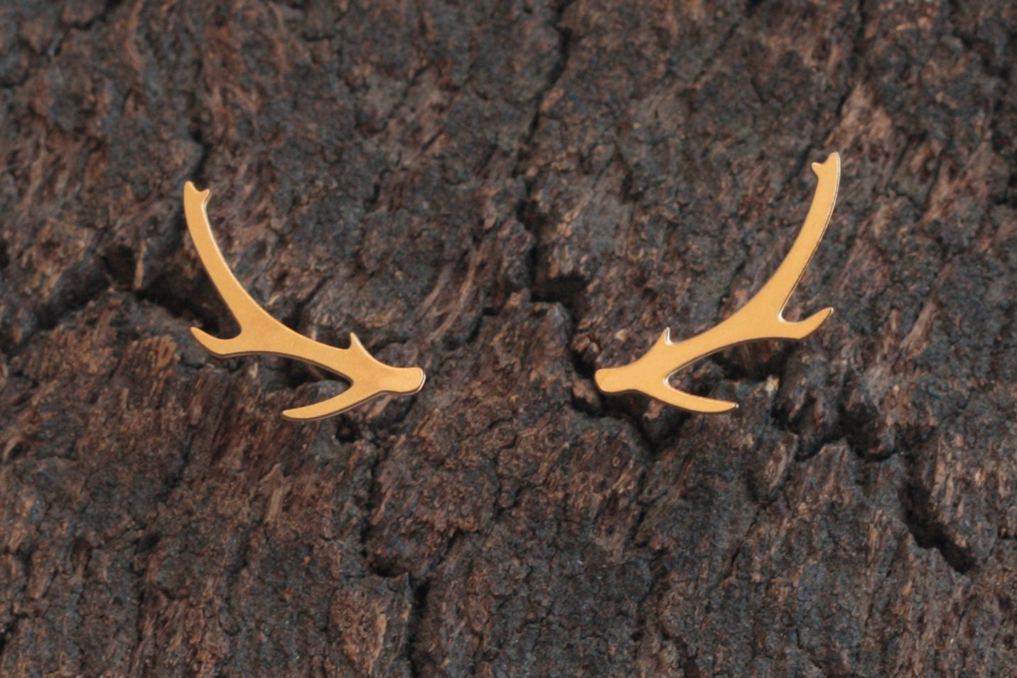 Gold Antlers Post Earrings Deer Antler Studs Elk Antler Etsy