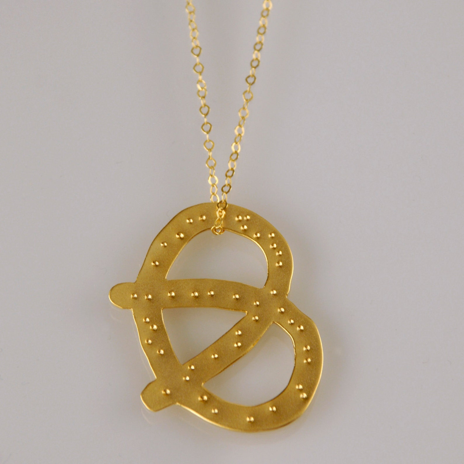 Gold Pretzel With Salt Necklace Gold Bagel Charm Necklace Etsy