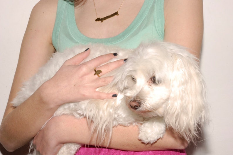 Dachshund Necklace Gold Doxie Dog Charm Wiener Necklace Etsy