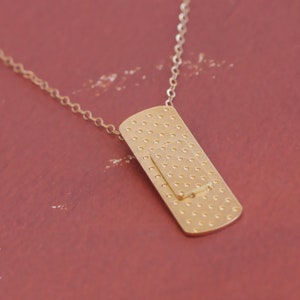 Gold Bandage Necklace, Doctor Gift, First Aid, Plaster Charm, Bandage Jewelry, Nurse Gift, Med School, Nurse Necklace, Medical Student Gift