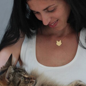 Gold Origami Cat Necklace, Origami Animal Necklace, Cat Pendant, Origami Jewelry, Pet Lovers Gift, Cat Charm, Cat Lovers Gift, Cat Jewelry