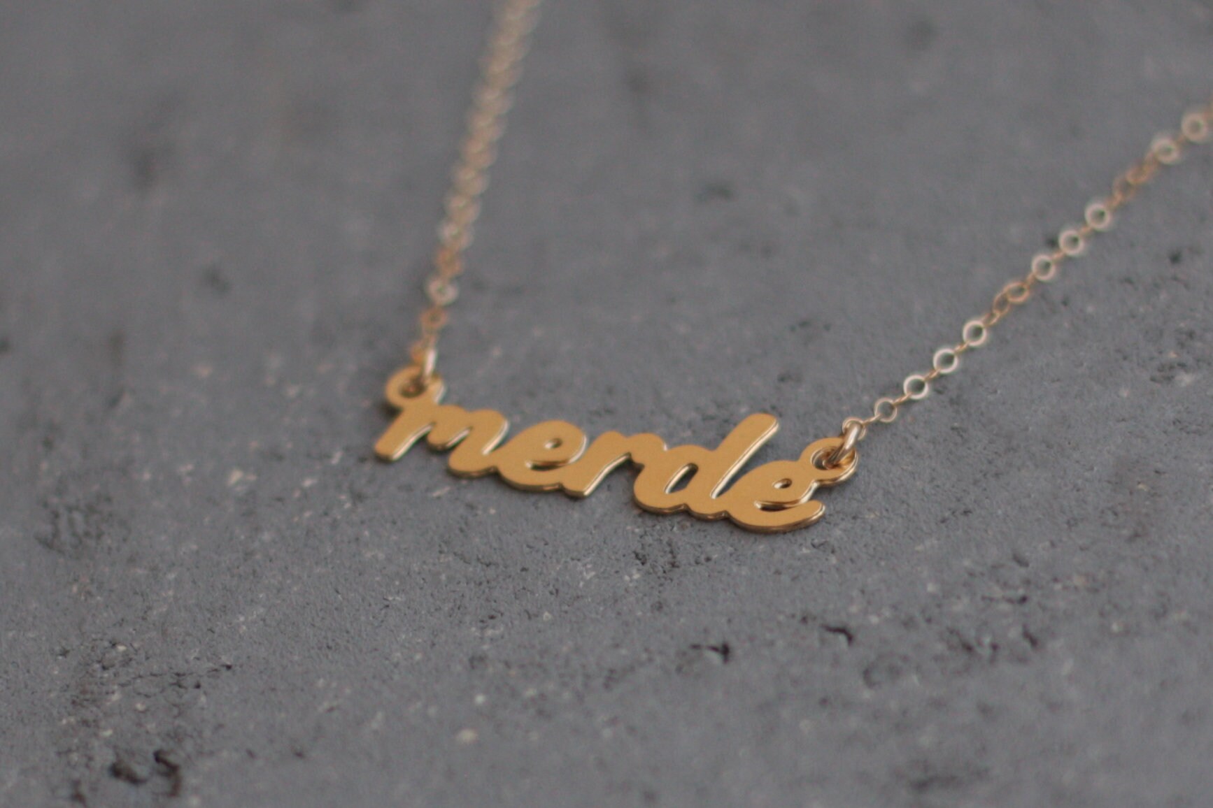 Gold Merde Necklace Funny Word Jewelry 