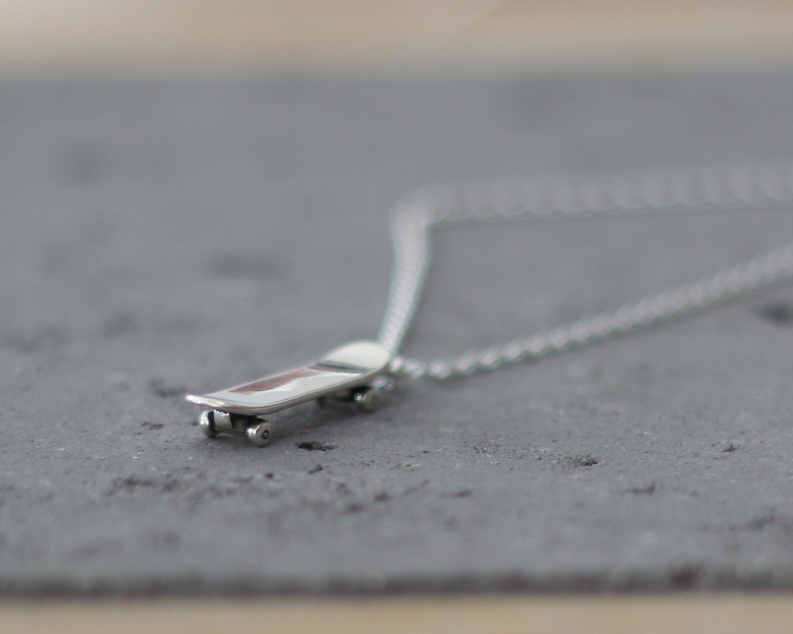 Silver Skateboard Charm Skateboard Necklace Skateboard