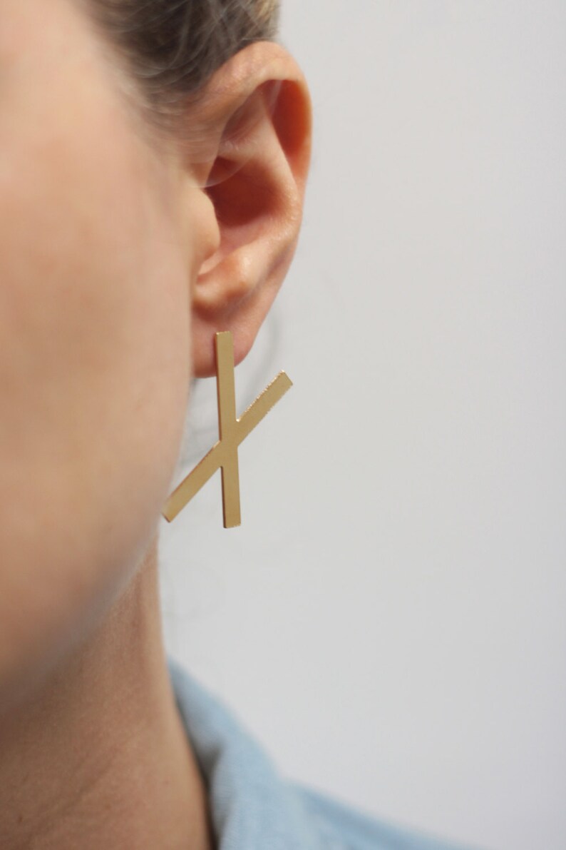 Gold X Earrings Gold Geometric Earrings X Studs X Posts Etsy