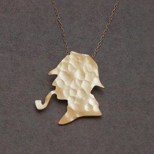 Sherlock Holmes Silhouette Necklace, Detective Necklace, Movie Inspired Charm, Sherlock Holmes Jewelry, Sherlock Holmes Charm, Unique Gift