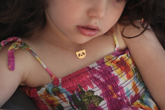 Panda Bear Necklace, Girls Necklace, Children's Necklace, Kids Necklace, Gold Panda Charm, Birthday Gift for Girls, Cute Panda Jewelry