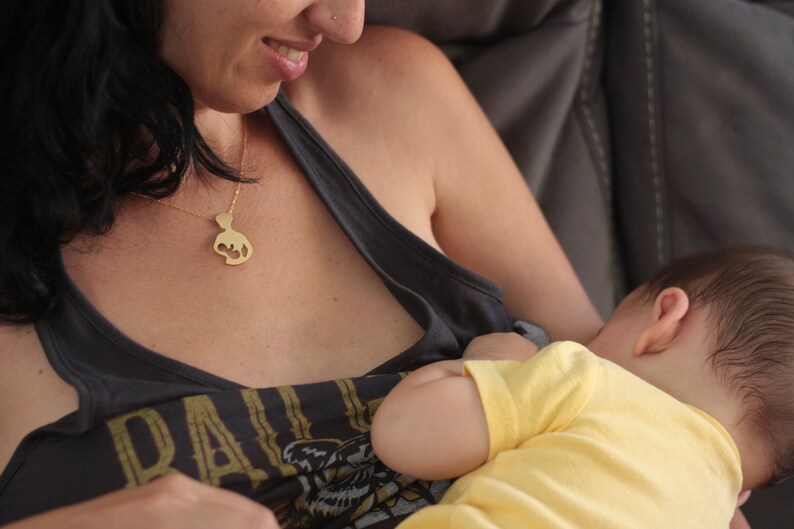 Breastfeeding Necklace Gold Breastfeeding Jewelry Mother and image 2