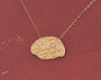 Anatomical Brain Necklace, Gold Human Brain Necklace, Psychology Graduation Gift, Anatomical Necklace, Brain Jewelry, Psychology Necklace