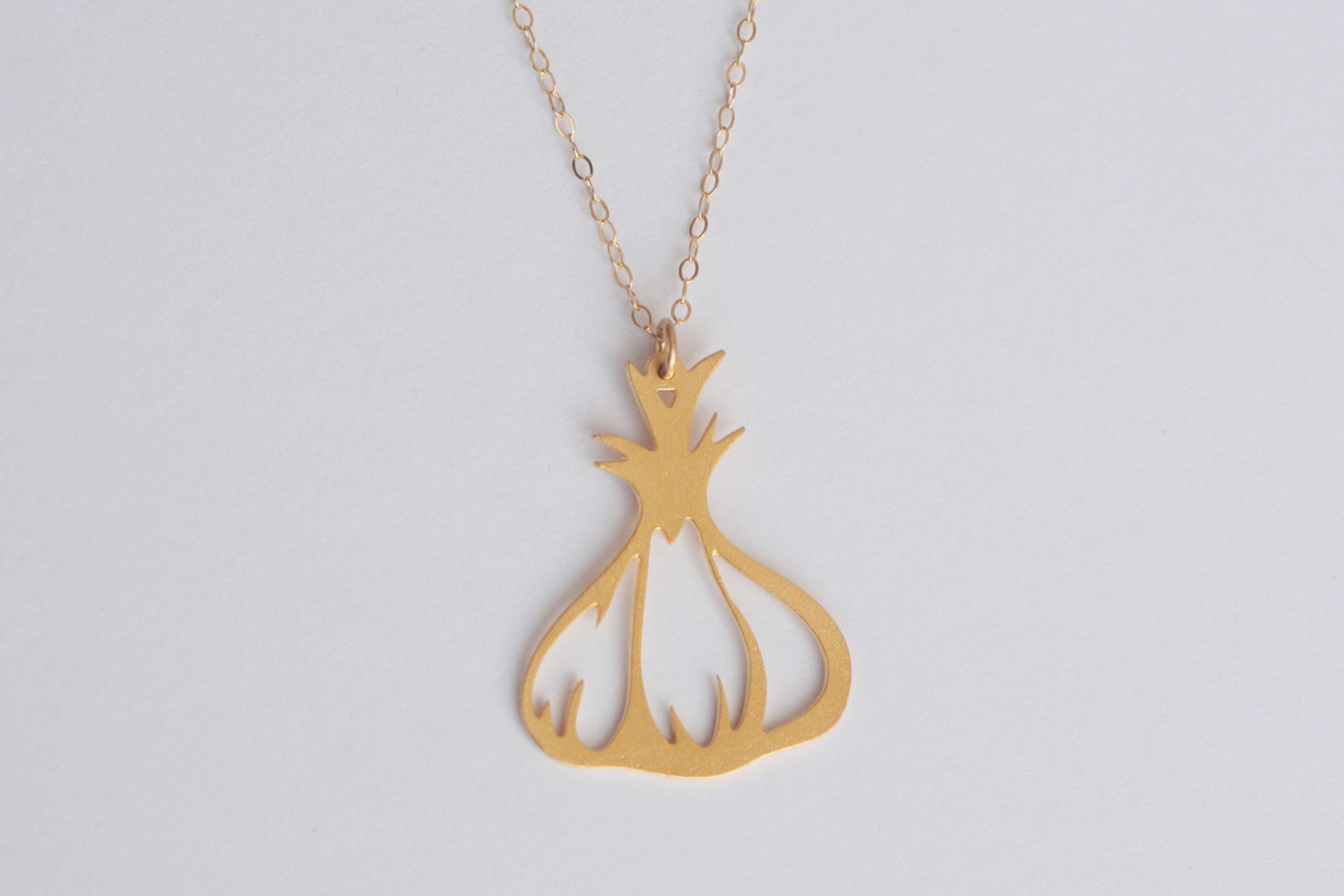 Gold Garlic Necklace Food Necklace Cooking Necklace Garlic Etsy