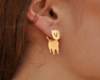 Westie Earrings, Westie Dog Ear Jacket Earrings, Front Back Earrings, West Highland Terrier Jewelry, Westie Dog Jewelry, Westie Jewelry