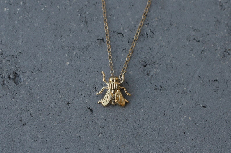 Gold Fly Necklace Tiny Fly Charm Insect Jewelry Insect - Etsy