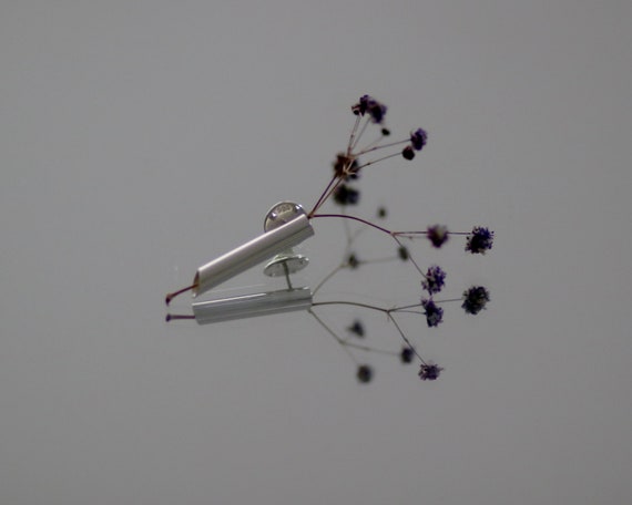 Silver Boutonniere, Plant Holder Brooch, Flower Holder Pin, Boutonniere For Groom, Wedding Boutonniere for Him, Flower Brooch, Posy Holder
