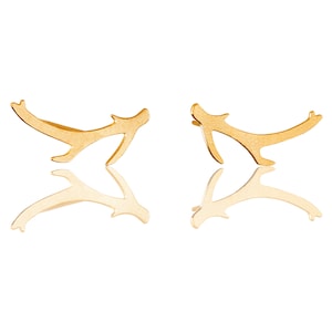 Deer Antler Stud Earrings, Horn Stud Earring, Gold Antler Ear Climbers, Gold Elk Studs, Stag Deer Antler Stud Earrings, Woodland Earrings