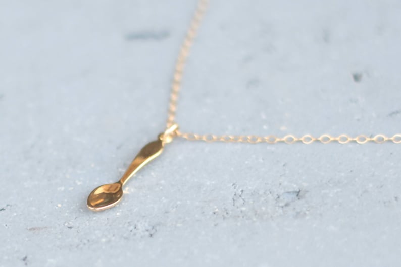 Gold Spoon Necklace Delicate Gold Necklace Spoon Pendant Etsy