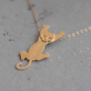 Hanging Cat Necklace, Kitty Necklace, Cat Lover Necklace, Gold Cat, Cat Charm, Cat Pendant, Kitten Necklace, Cat Owner Gift, Cat Lover Gift