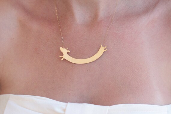 Gold dachshund necklace Clearance