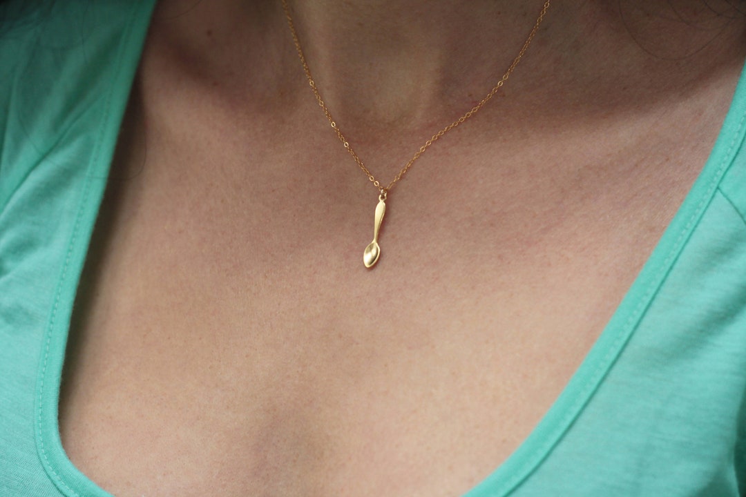 Spoon Necklace, Miniature Spoon Pendant, Spoonie Jewelry, Tiny Spoon