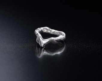 Tropfender Silberring, Organic Design Ring, 925 Sterling Silber Ring, Tropfen Ring