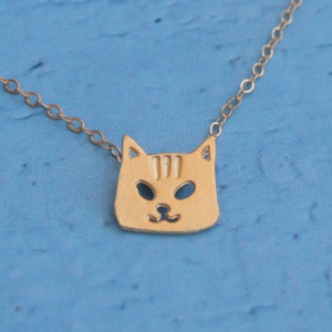 Tiny Cat Necklace, Small Kitty Charm, Gold Cat Face Pendant, Gold Cat Necklace, Cat Jewelry, Cat Lover Gift, Kids Necklace, Gift for Girls