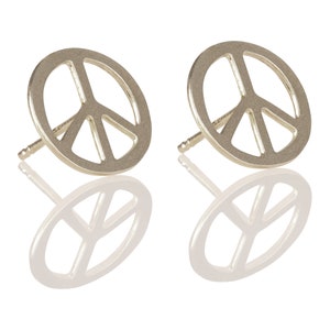 Silber PEACE Ohrstecker, Frieden Ohrringe, Frieden Zeichen Beiträge, Frieden Symbol Schmuck, alltägliche Ohrringe, Silber 12 mm runde Ohrringe, Geschenk für Frauen