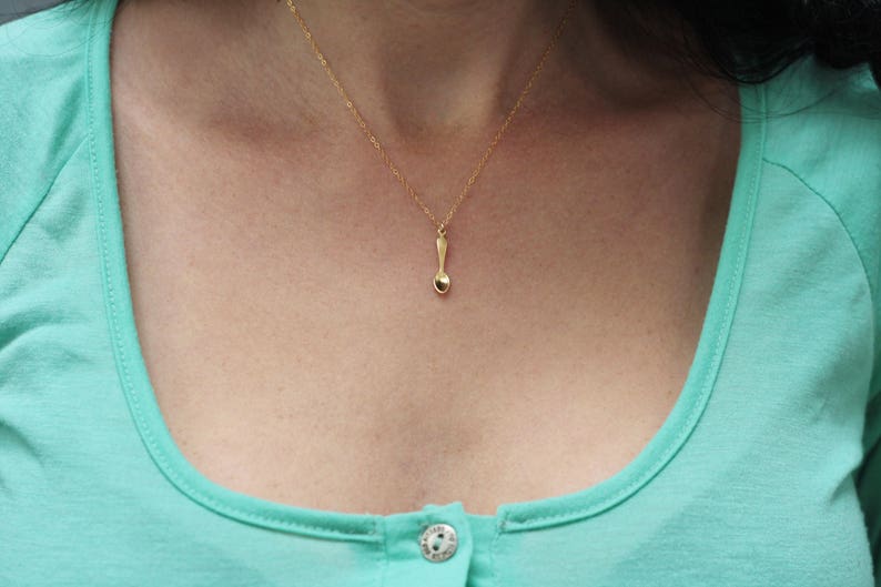 Gold Spoon Necklace Delicate Gold Necklace Spoon Pendant Etsy