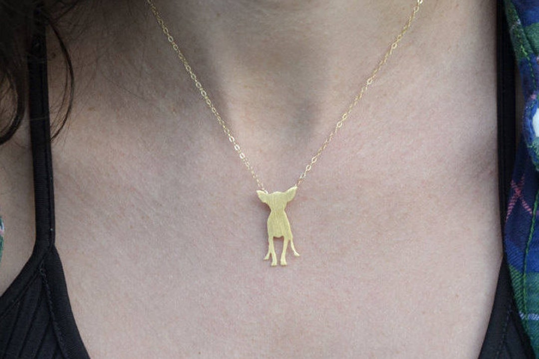 Gold Chihuahua Necklace, Dog Lovers Gift, Chihuahua Lovers Gift