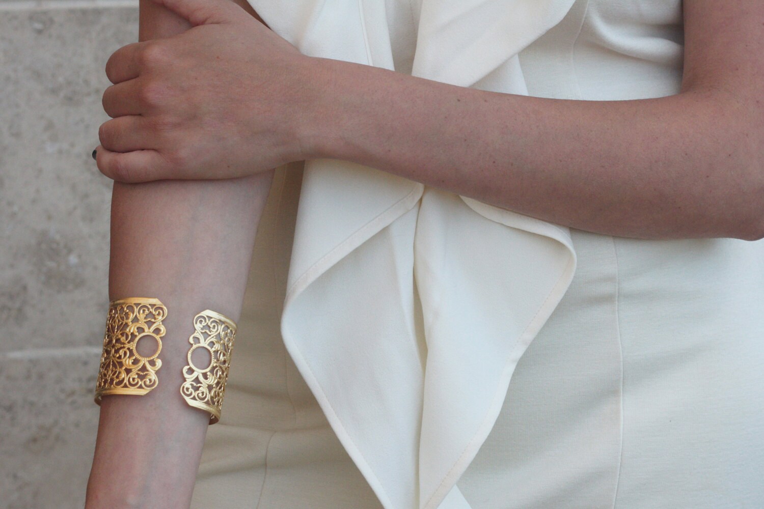 Gold Filigree Cuff Adjustable Thich Lace Bracelet Filigree Etsy