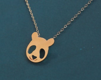 Panda Bear Necklace, Gold Bear Charm , Panda Gifts , Gold Panda Pendant , Gold Panda Necklace , Panda Face , Panda Jewelry , Animal Lovers